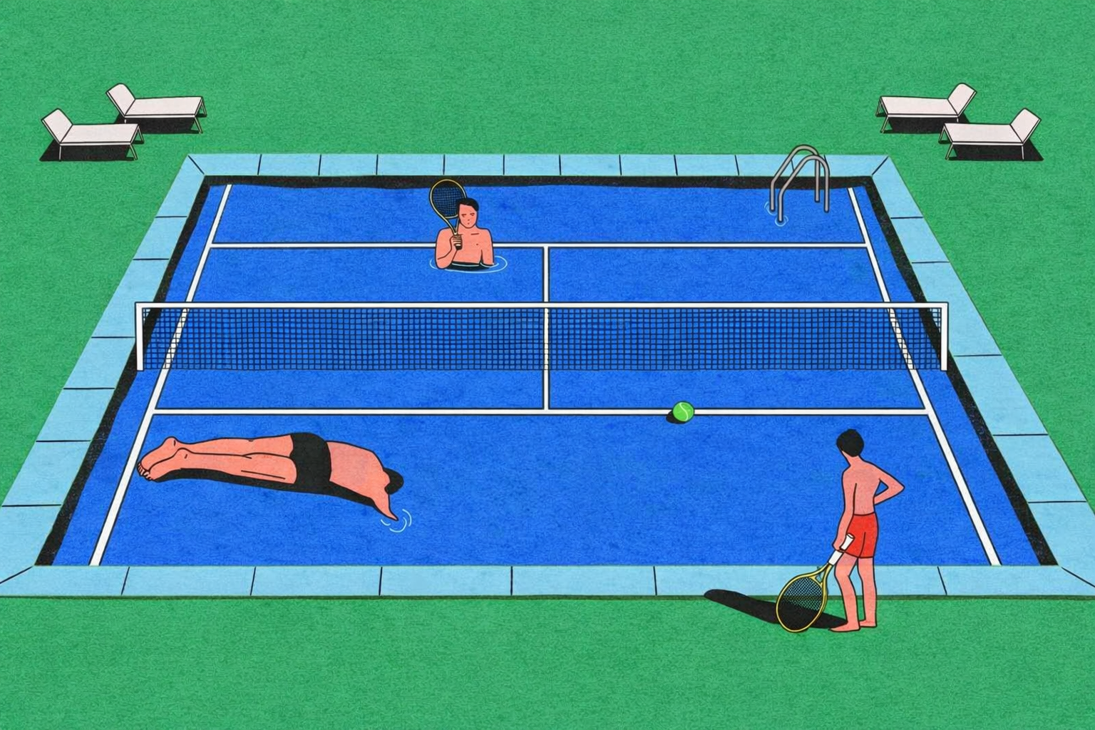 Tennis pool illustration
